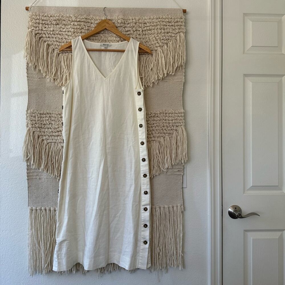 Madewell Linen-Cotton Side Button Midi Dress